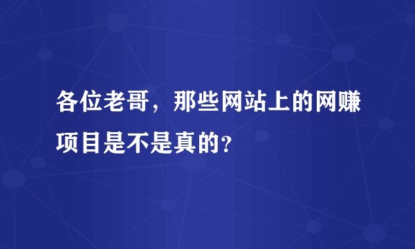 各位老哥，那些网站上的网赚项目是不是真的？
