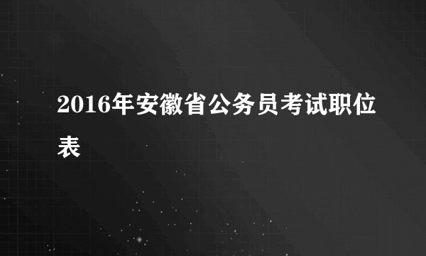 2016年安徽省公务员考试职位表