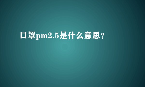 口罩pm2.5是什么意思？