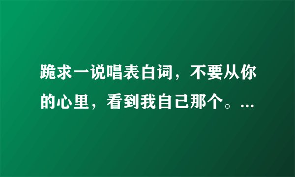 跪求一说唱表白词，不要从你的心里，看到我自己那个。伴奏是躲避的爱