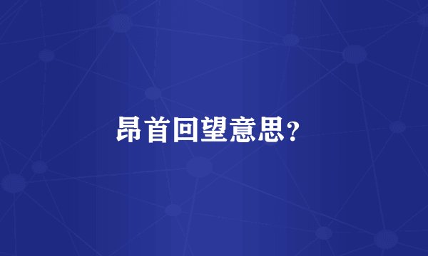 昂首回望意思？
