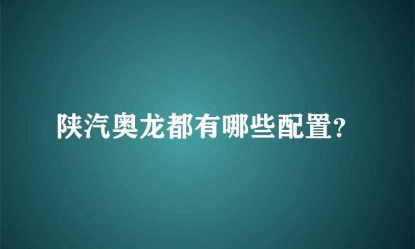 陕汽奥龙都有哪些配置?