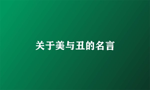 关于美与丑的名言