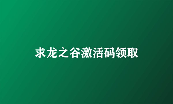 求龙之谷激活码领取