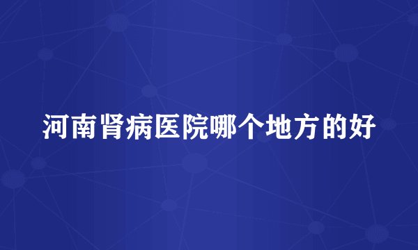 河南肾病医院哪个地方的好