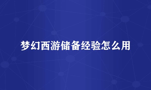 梦幻西游储备经验怎么用