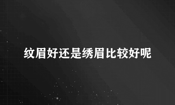 纹眉好还是绣眉比较好呢