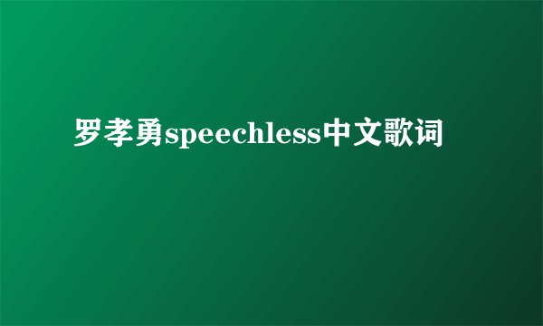 罗孝勇speechless中文歌词