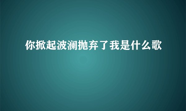 你掀起波澜抛弃了我是什么歌