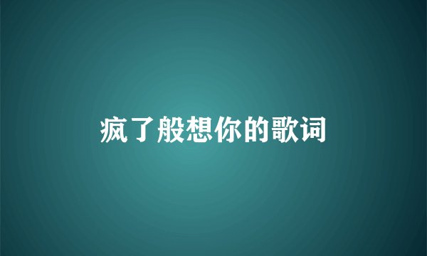 疯了般想你的歌词