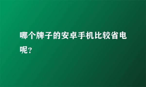 哪个牌子的安卓手机比较省电呢？