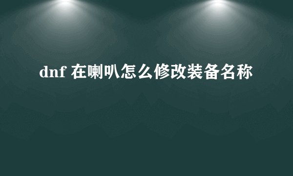 dnf 在喇叭怎么修改装备名称