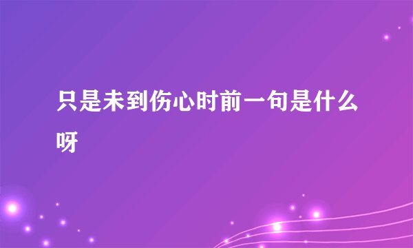 只是未到伤心时前一句是什么呀