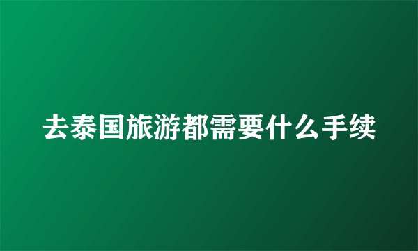 去泰国旅游都需要什么手续