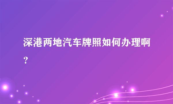 深港两地汽车牌照如何办理啊？