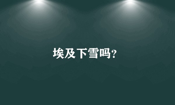埃及下雪吗？