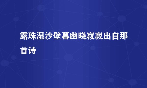 露珠湿沙壁暮幽晓寂寂出自那首诗