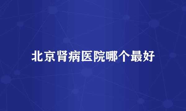 北京肾病医院哪个最好