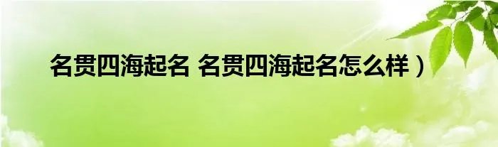 名贯四海起名 名贯四海起名怎么样）