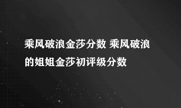 乘风破浪金莎分数 乘风破浪的姐姐金莎初评级分数
