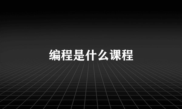 编程是什么课程