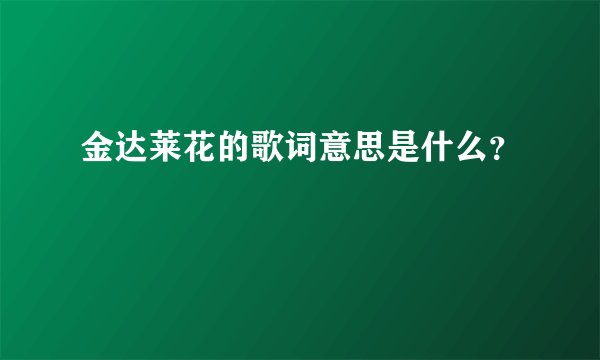 金达莱花的歌词意思是什么？