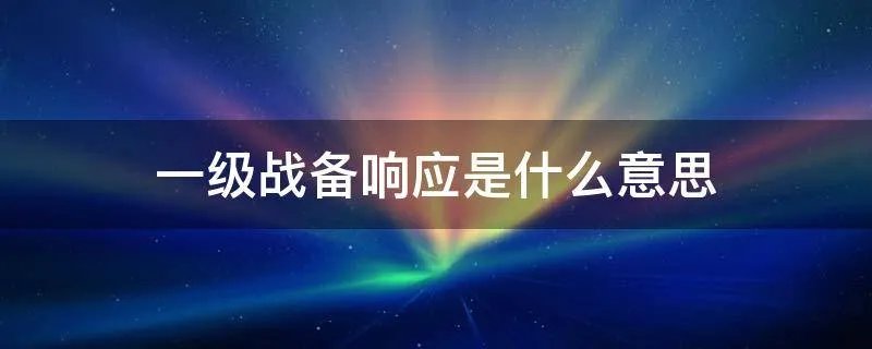 一级战备响应是什么意思
