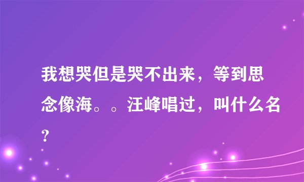 我想哭但是哭不出来，等到思念像海。。汪峰唱过，叫什么名？