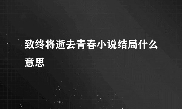 致终将逝去青春小说结局什么意思