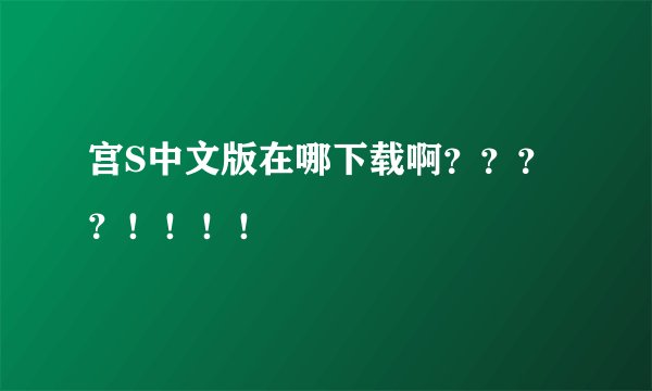 宫S中文版在哪下载啊？？？？！！！！
