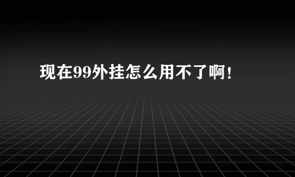 现在99外挂怎么用不了啊!