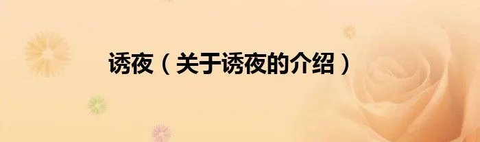 诱夜(关于诱夜的介绍)