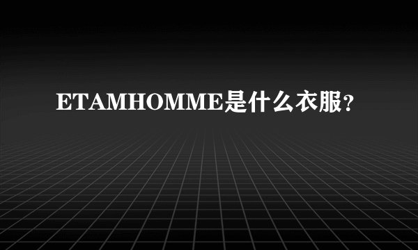 ETAMHOMME是什么衣服？