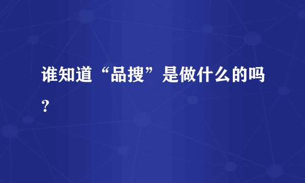 谁知道“品搜”是做什么的吗？