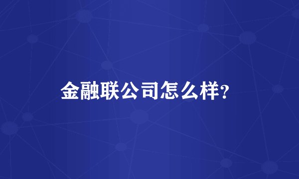 金融联公司怎么样？