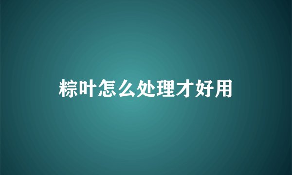 粽叶怎么处理才好用