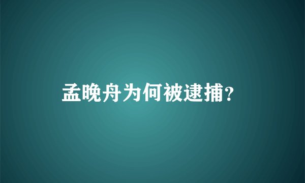 孟晚舟为何被逮捕？