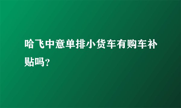 哈飞中意单排小货车有购车补贴吗？