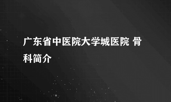 广东省中医院大学城医院 骨科简介