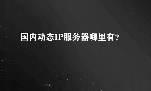 国内动态IP服务器哪里有？