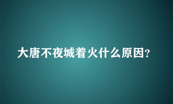 大唐不夜城着火什么原因？