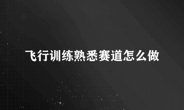 飞行训练熟悉赛道怎么做