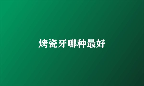 烤瓷牙哪种最好