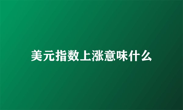 美元指数上涨意味什么