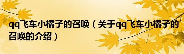 qq飞车小橘子的召唤（关于qq飞车小橘子的召唤的介绍）