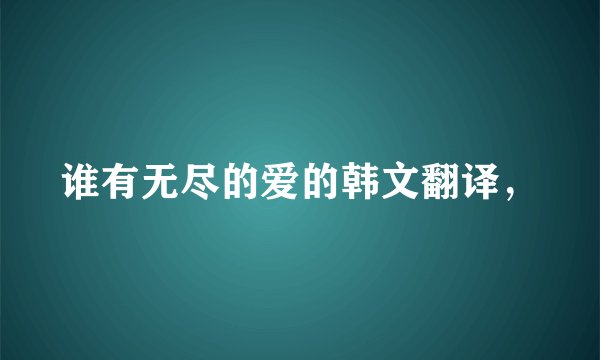 谁有无尽的爱的韩文翻译，