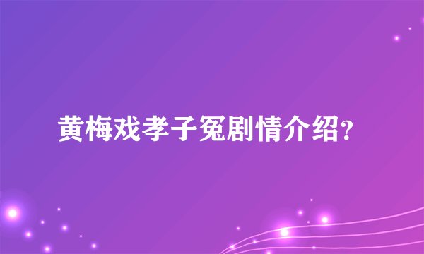 黄梅戏孝子冤剧情介绍?