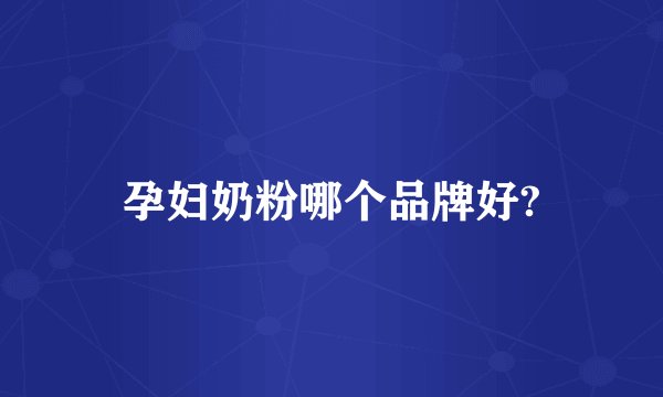 孕妇奶粉哪个品牌好?
