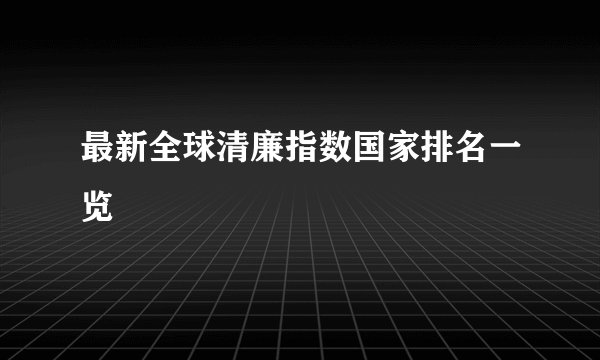 最新全球清廉指数国家排名一览