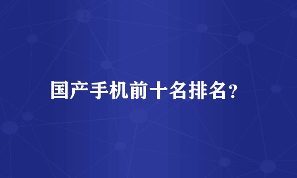国产手机前十名排名？